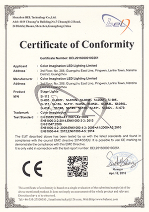 Color Imagination SI-113-EMC Certificate