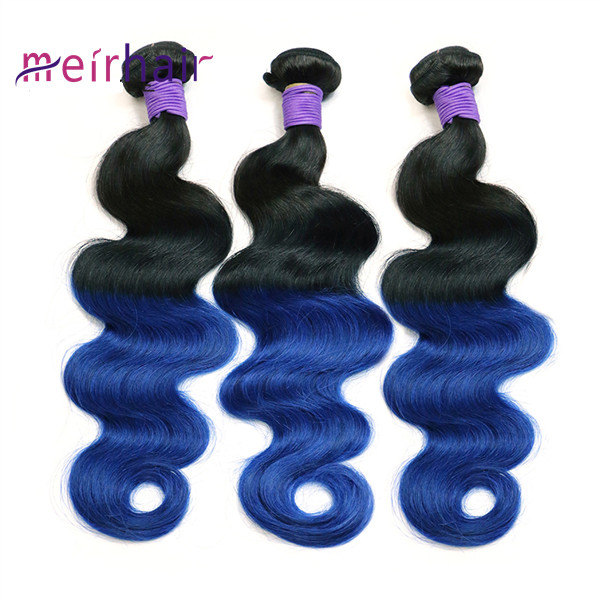 Ombre Color T1Bblue Human Hair Weaves-CH04